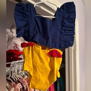 Navy and Yellow Snow White Insoired Ruffled Bubble